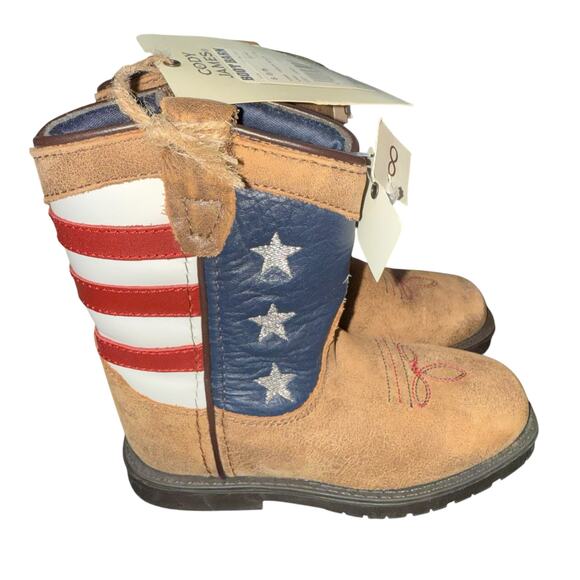 Cody James Toddler USA American Flag Western Boot Broad Square Toe Brown 8D NWTs - Picture 4 of 6